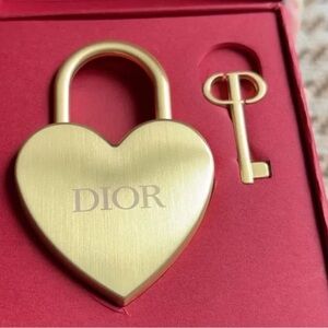 Dior Gold Heart Padlock with Key